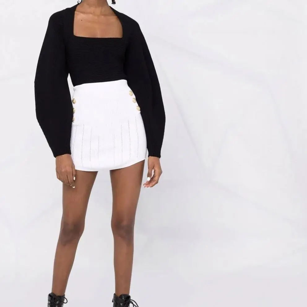 School Girls Mini Sexy Women Short Skirts Knitted Skirt Ribbed Knit Fitted Mini Womens Skirts