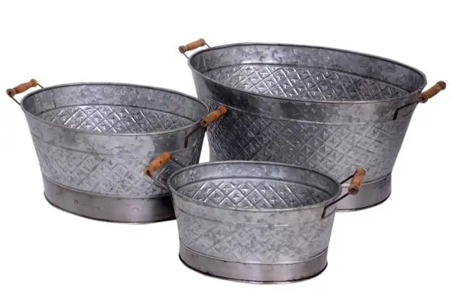 Lowest Price Buy Standard Design Oval Planter Metal Pot And Basket Best For Home Decor Galvanized Finishing Without Handle