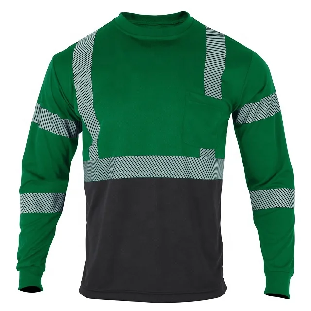 Customized Logo ANSI Class 2 Shirt Work Wear Long Sleeve Reflective Mens Safety Shirts
