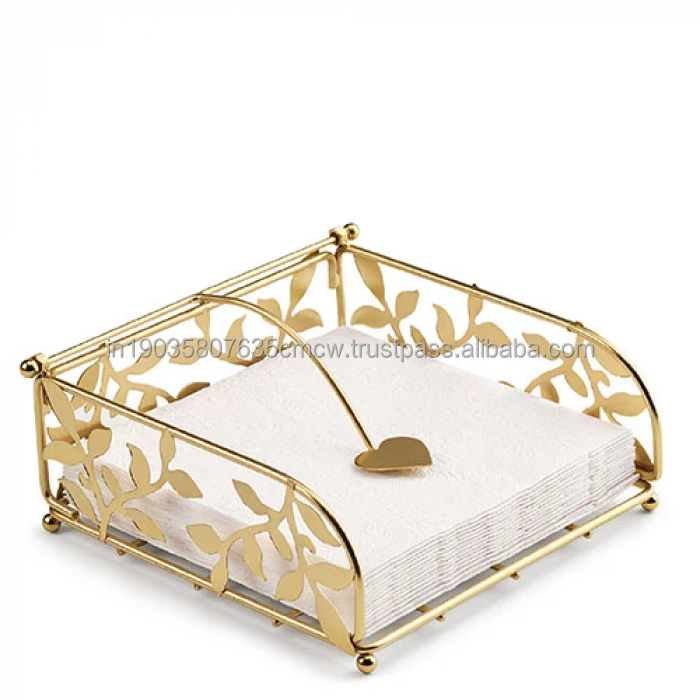 Hot Sale Latest Model Table Decorative Metal Napkin Holder with Gold Plated for Home Hotel Use in Wholesale Price