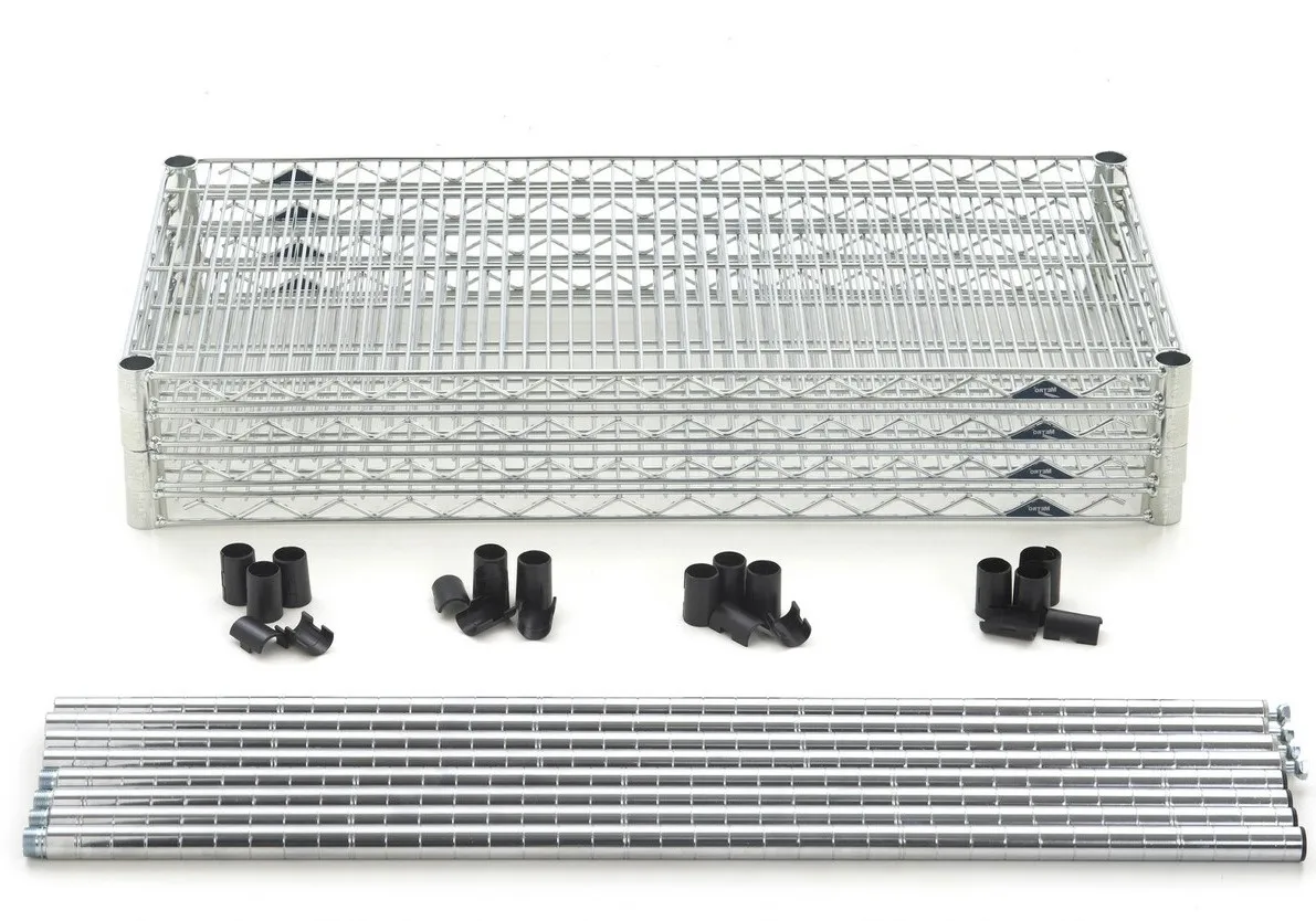 Premium Grade Industrial Usage Stainless Steel Super Erecta Metro 5-Shelf Wire Shelving Unit Heavy Duty Double Sided