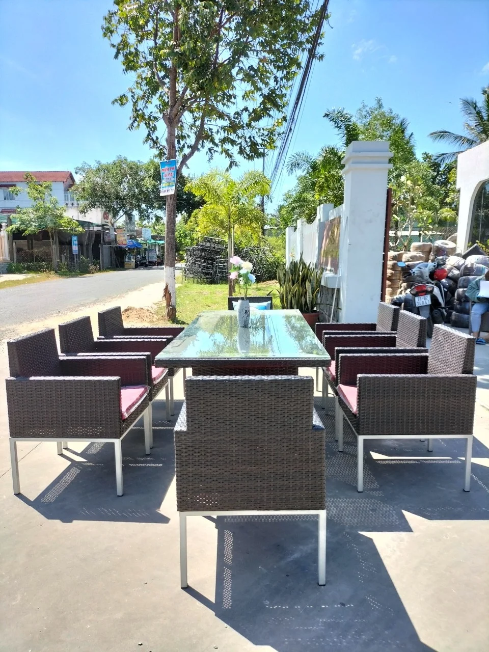 PRCF-174 Outdoor Coffee wicker rattan furniture factory leisure relaxing seating outdoor garden sets Dining set whole sale