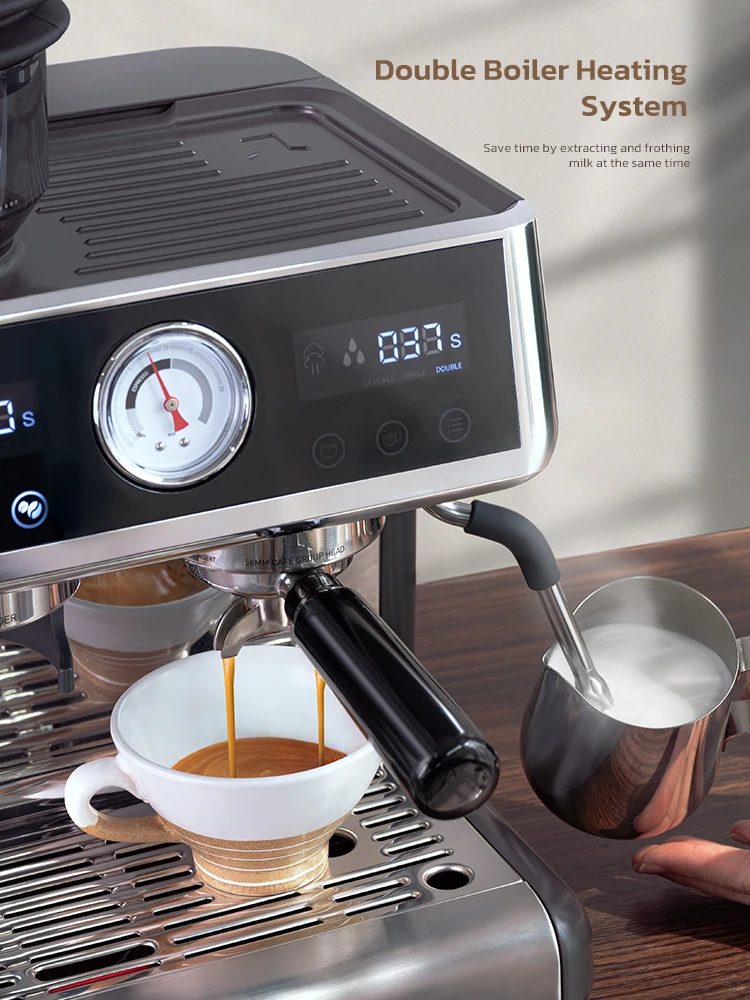 HiBREW Dual Boiler System Barista Pro 20Bar Bean to Espresso Cafetera Coffee Machine With Full Kit for Cafe Hotel Restaurant H7A