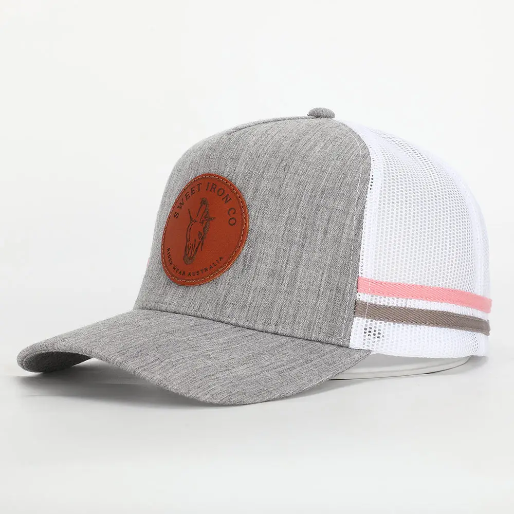 Wholesale 5 Panel Logo Patch Golf Hat 100% Cotton Mesh Canvas Casual out Door Baseball Sport Cap Truck Driver Cap