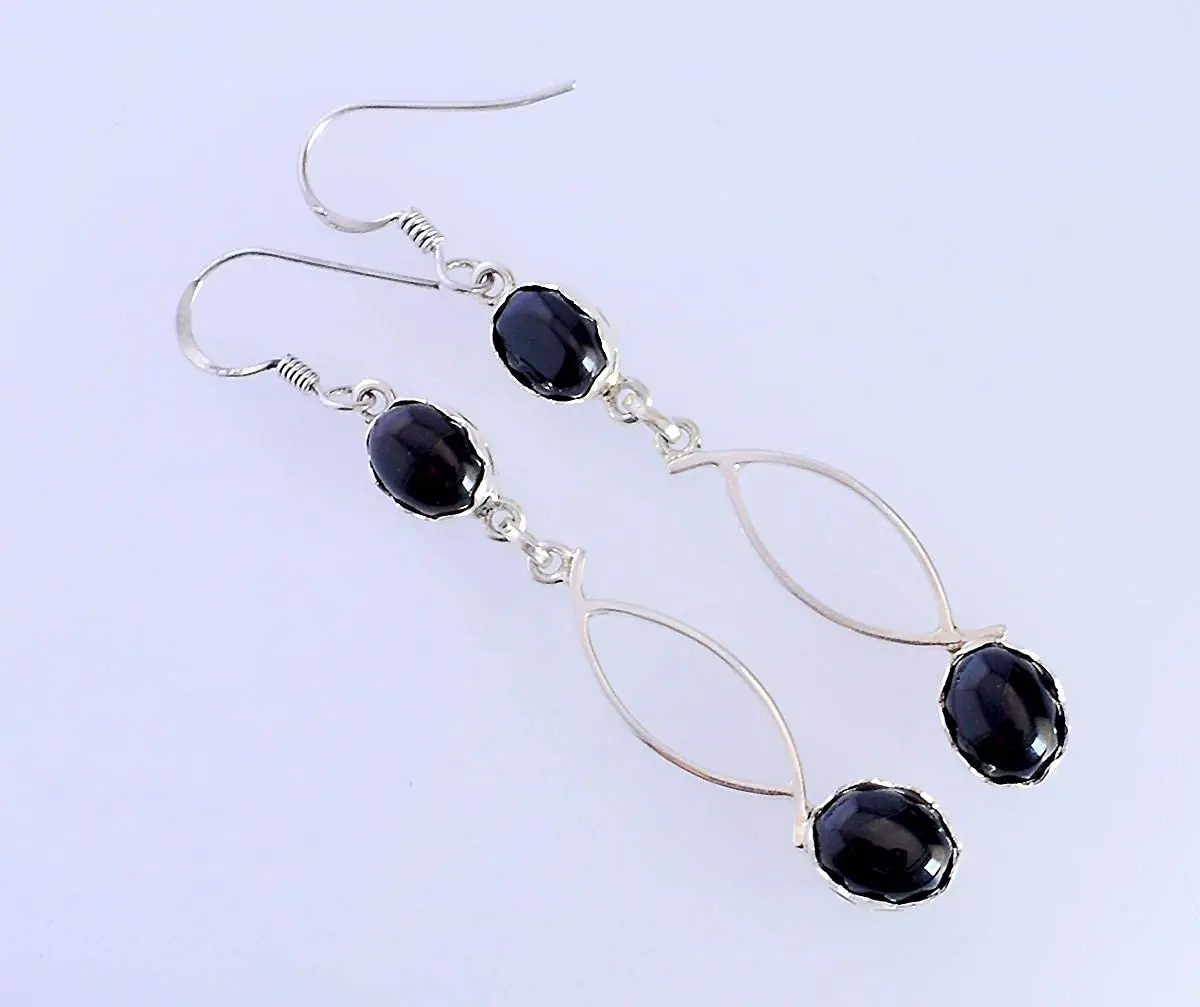 Valentines Gifts 925 Sterling Silver Black Onyx Drop Dangle Earrings Engagement Wedding Anniversary Bridal Jewelry For Her