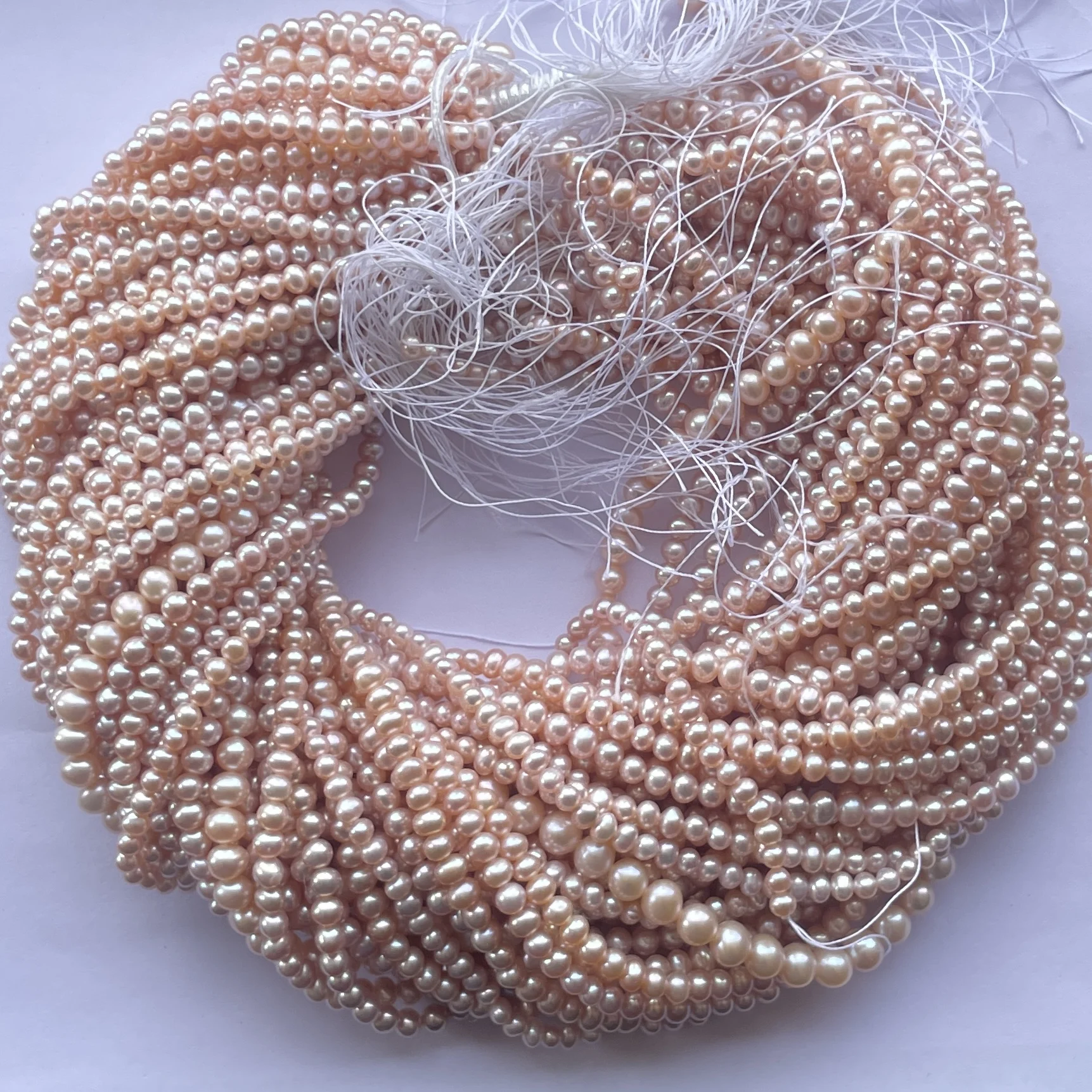 4mm 5mm 6mm 7mm Natural Rose Gold Color Freshwater Pearl Stone Round Beads Strands at Wholesale Price Cultured Pearls Factory