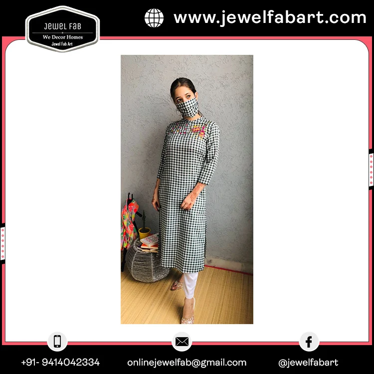 High Qualtiy Hand Embroidery Work Casual Dresses Print Buy Ethnic Kurti Made of Rayon Fabric Womens Wholesaler