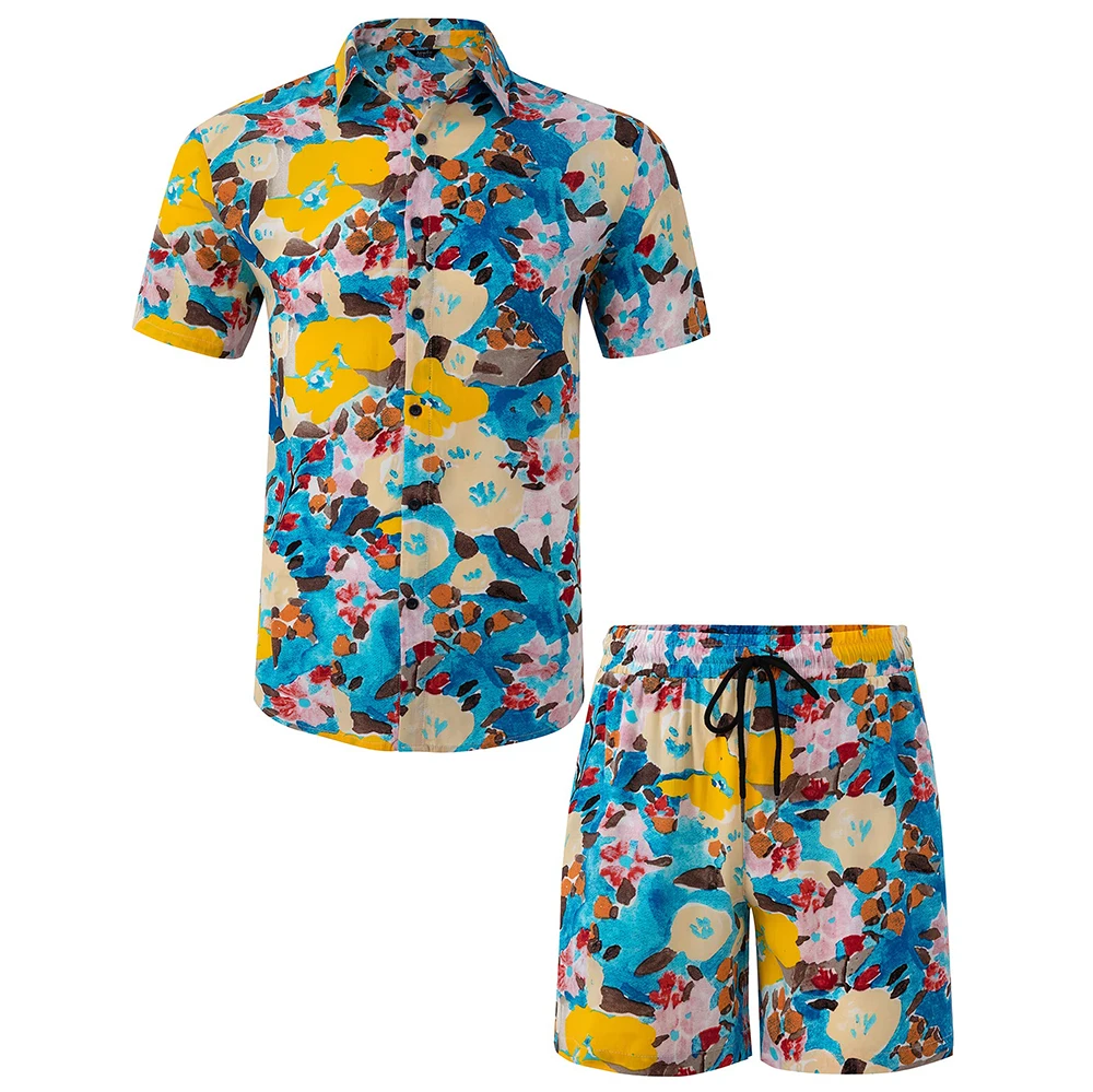 High Street Summer Set Men Jogging Tracksuit Corduroy Pants 2 piece Set For Men custom color summer tracksuit