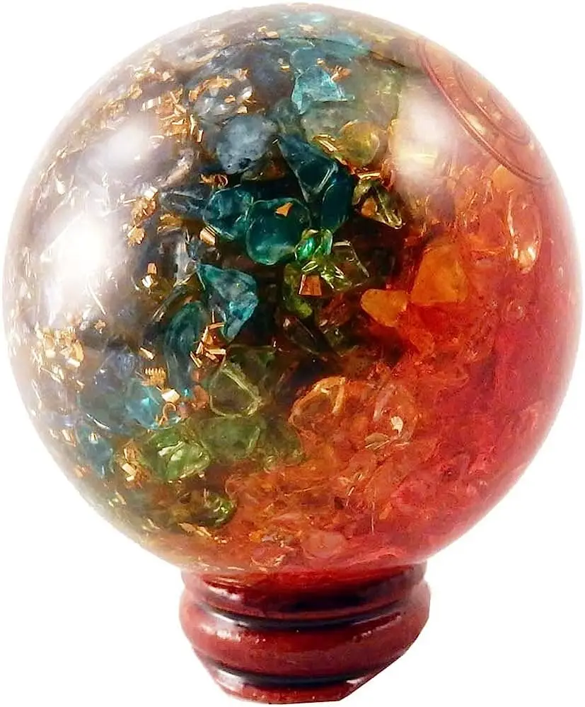 Wholesale Orgone Seven Chakara Ball Sphere Orgonite Healing Sphere Wholesale Gemstone Balls 65mm Orgone Ball Sphere