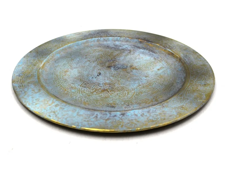 Nickel Antique Metal Grey Color Large Size Metal Charger Plate for Dinnerware Table Decoration Product Handmade