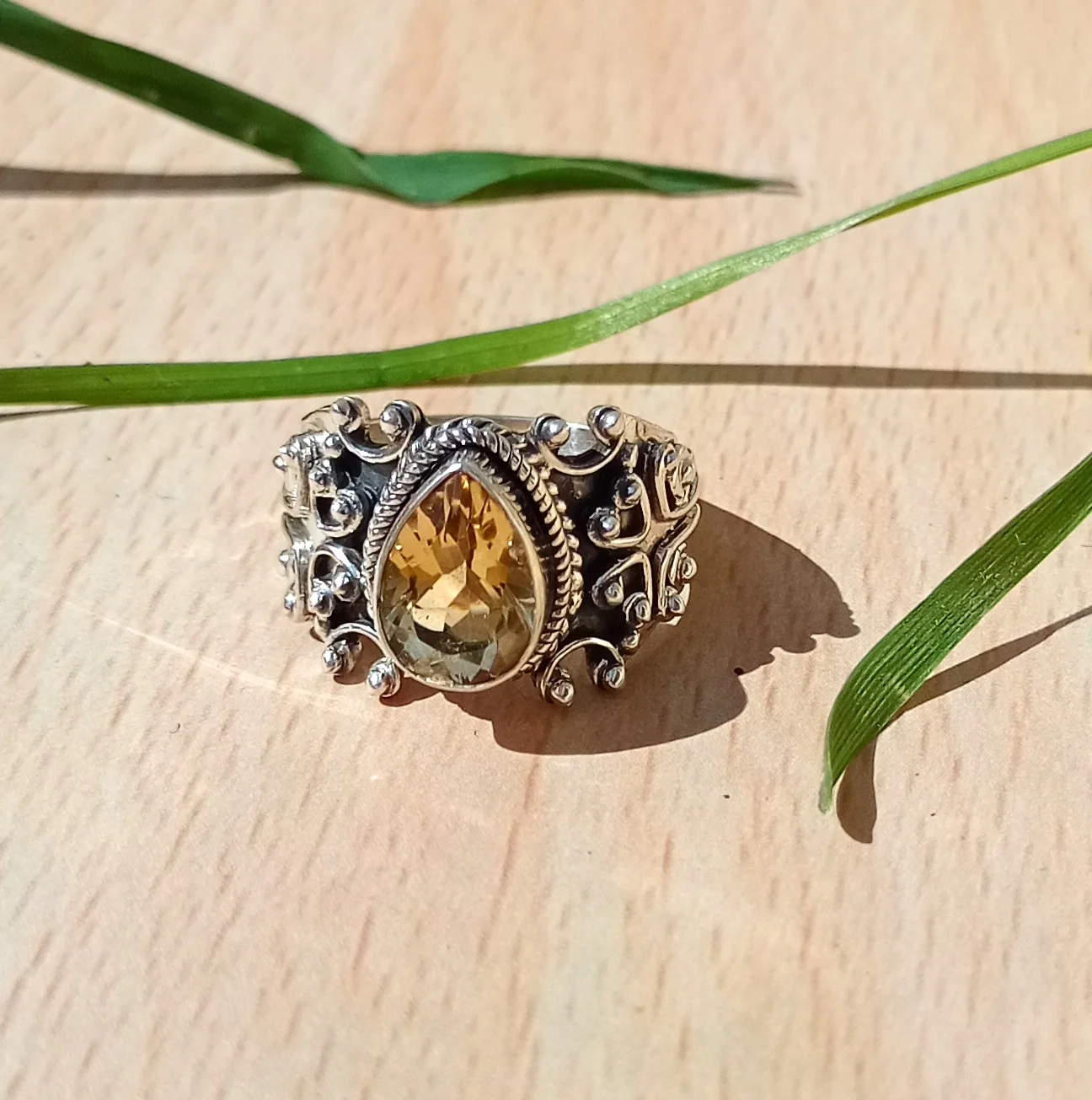 Citrine Quartz Gemstone Fashion Jewelry 925 Sterling Silver Fine Handmade Ring Beautiful Gift Women Girls