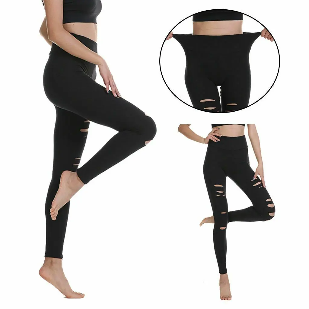High Waist Solid Yoga Leggings Tummy Control Workout Running 4 Way Stretch Yoga Pants by ZUS INTERNATIONAL