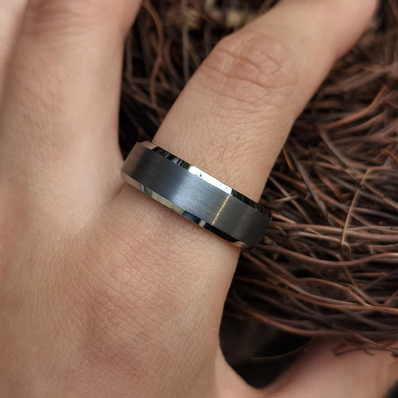 Tizti Jewelry Vintage Hip Hop Wed Fashionable jewelry Male Fashion Brushed Tungsten Ring