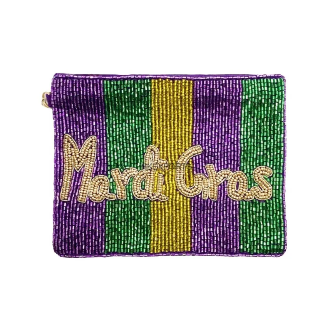 2023 New Mardi Gras Jester Face Beaded Coin Purse Beads Hand Embellished Pouch Money Cosmetic Multi Storage Coin Wallets