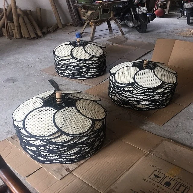 Handmade Rattan Bamboo Material Woven Chandelier Hot Sale Rattan Lampshade For Home Decor from Viet Nam