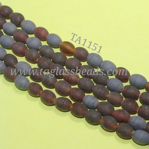 New Rainbow Beads Factory Direct Sale Glass Beads at Market Price Strings Garnet Matte Finish Oval Glass Beads 10x8mm - Grey Loo
