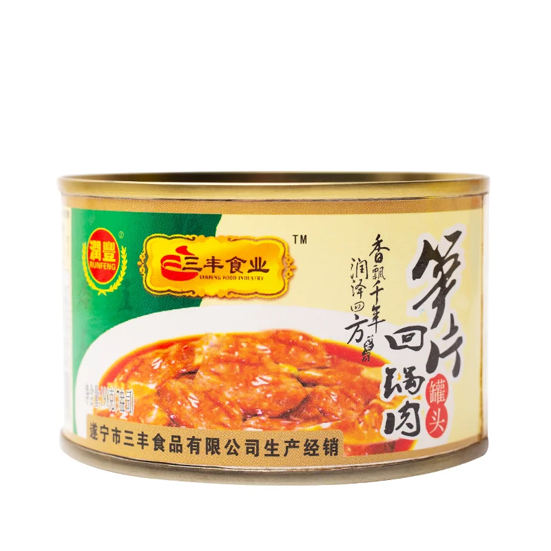 Pork twice-cooked pork canned Sliced pork with bamboo shoots canned food198g
