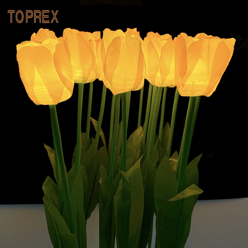 Toprex artificial stand color garden tulip flower shape changing programmable led Christmas decorative lights tulip led light