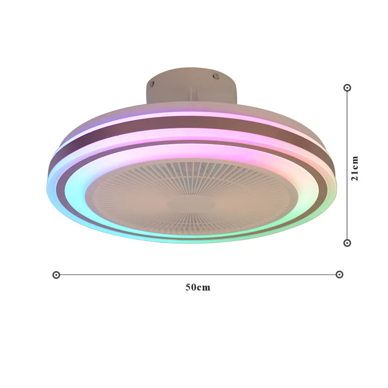 Яркий ослепительный музыкальный RGB потолочный вентилятор с голосовым управлением через приложение и светодиодной подсветкой для умного дома