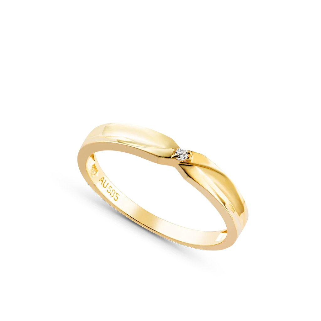 Korean style gold wedding rings for couple with cubic zirconia stone HTJ Brand Vietnam Manufacturer NC592B