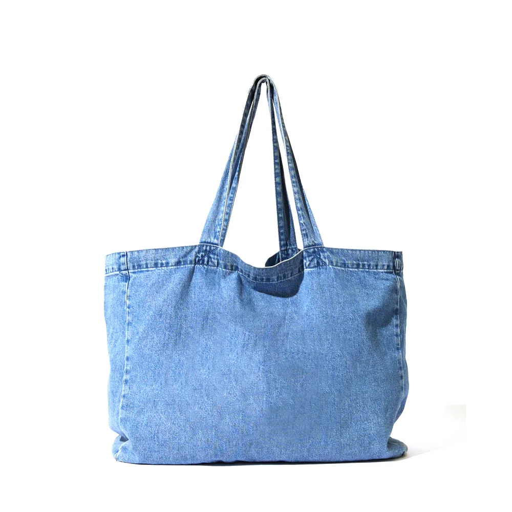 Heavy Duty Reusable Women Denim Jeans Tote Bags For Sale Factory Direct Sale Solid Color Denim Tote Bags