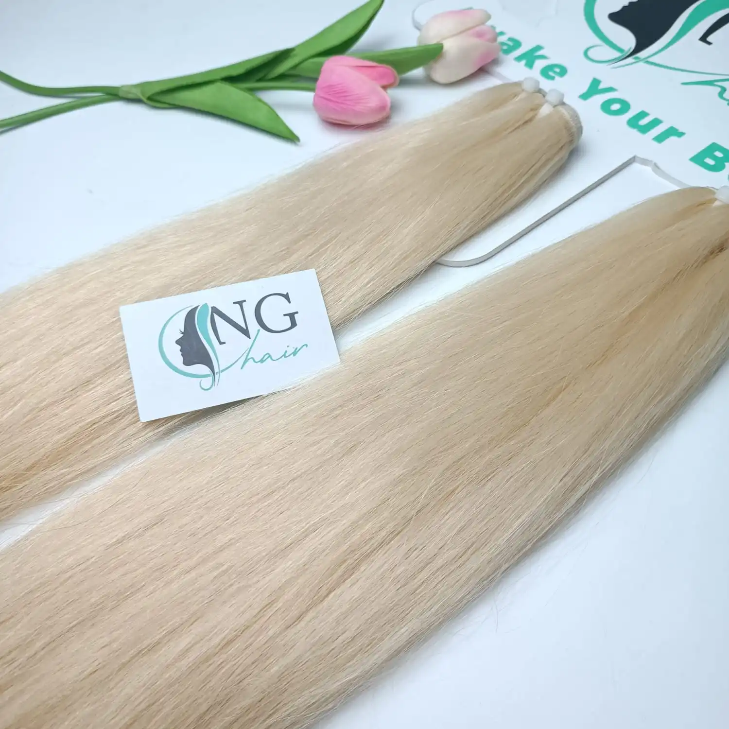 Top Product High Quality Straight Style Weft Hair Extensions With Blonde Color For Women