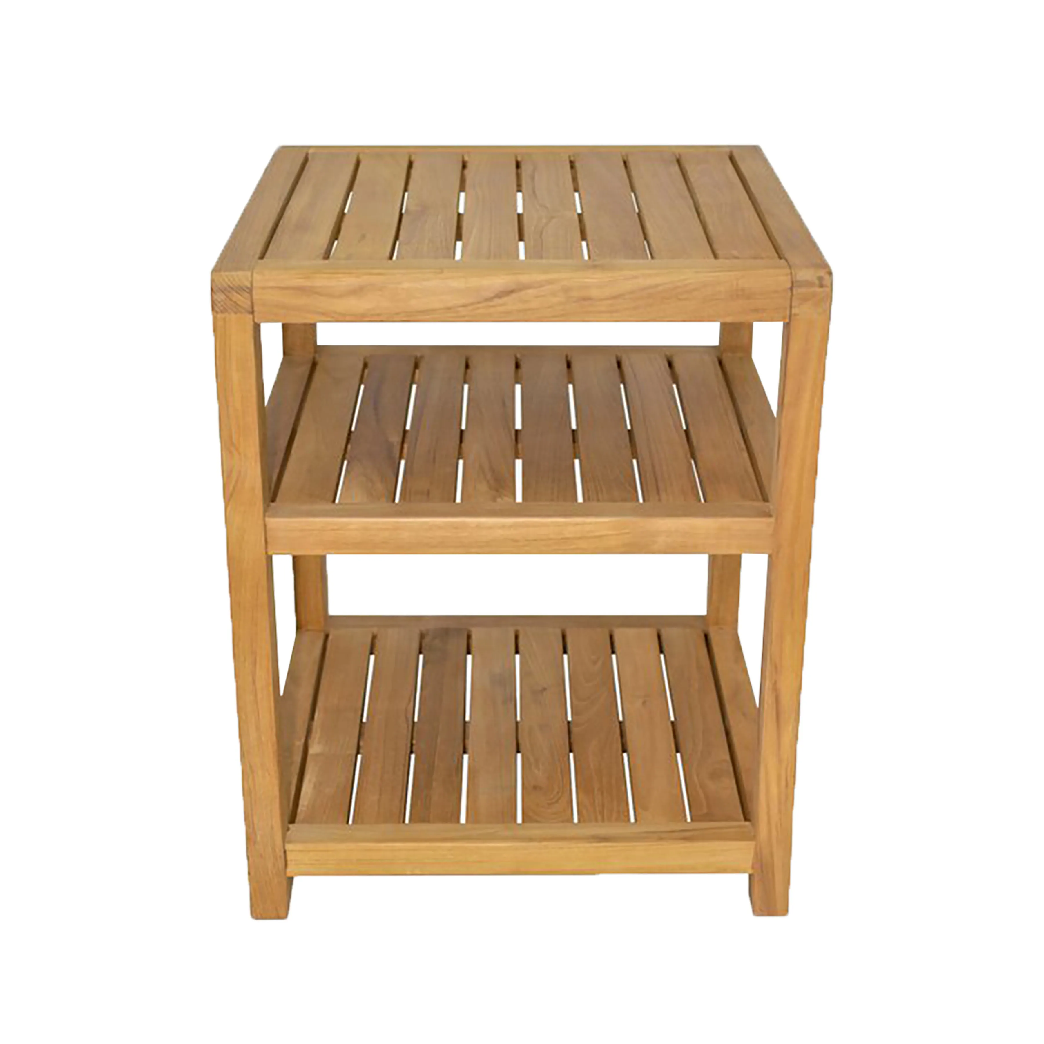 Shower Bench Solid Teak Wood Natural Finish Cristy