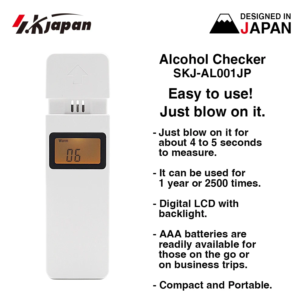 Compact durable semiconductor gas sensor breath tester alcohol breathalyzer