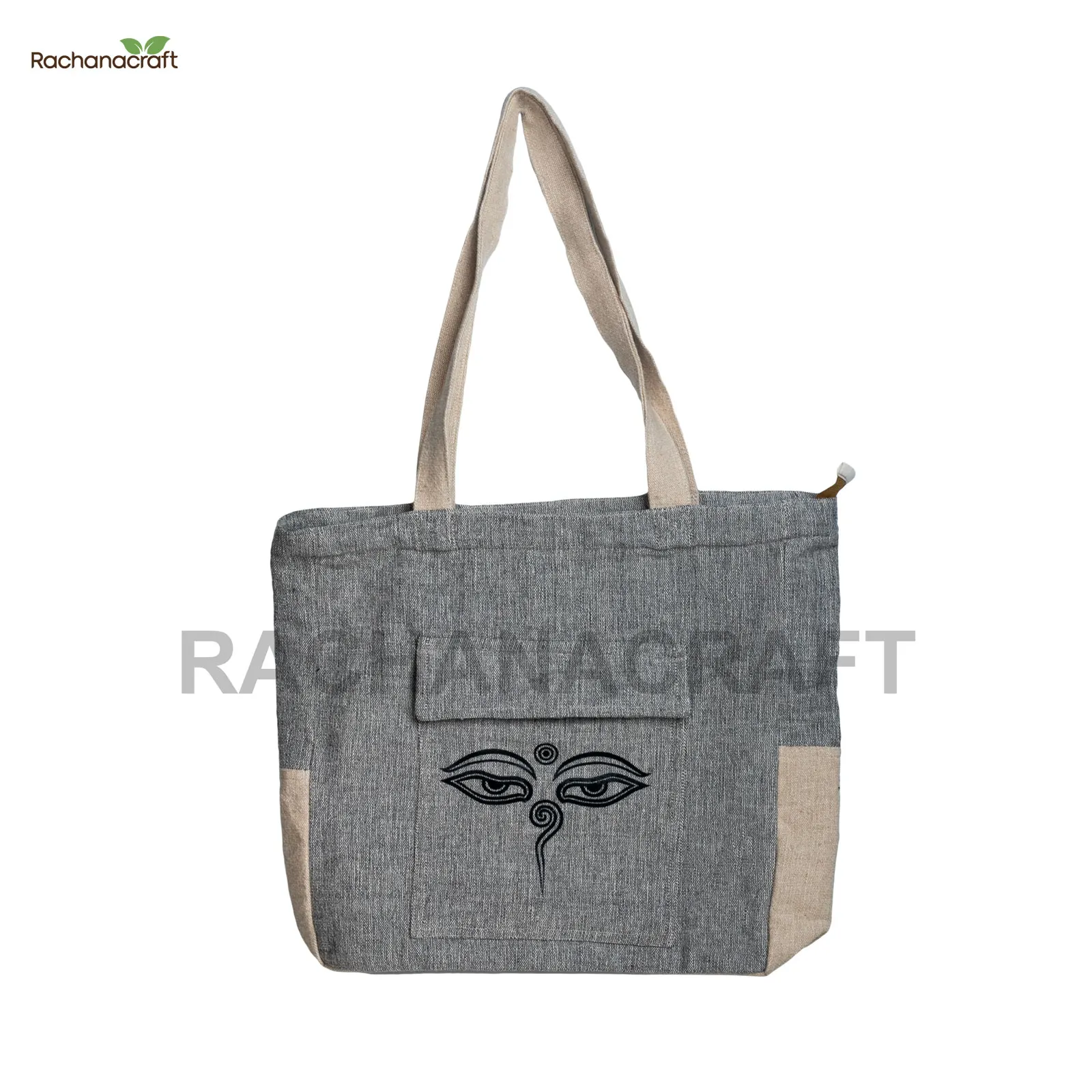 Eco-friendly Organic Hemp Boho Bag Handmade By Rural Woman In Nepal Himalayan Hemp Tote Bag With Magnetic Closure Pocket Bag