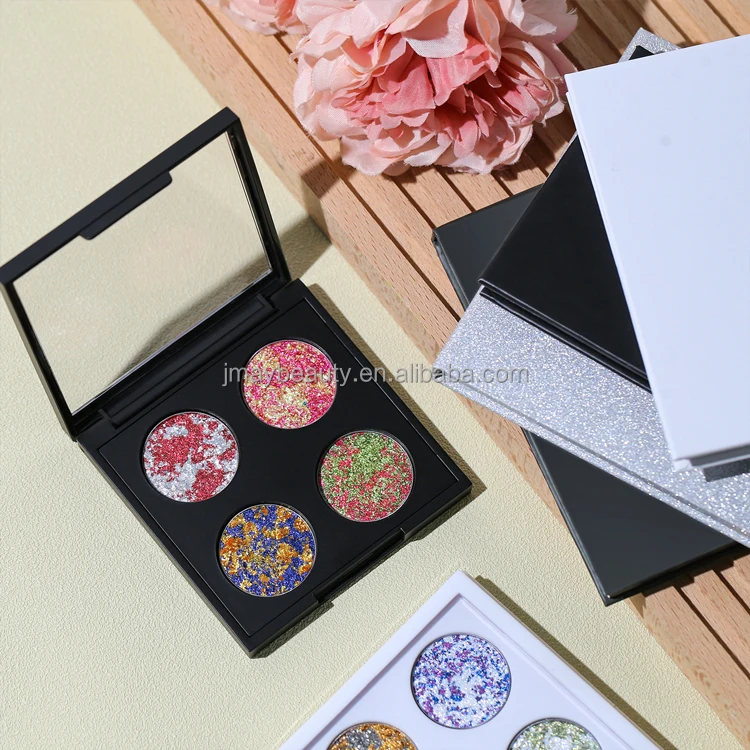 Hot New kaleidoscopic marbled glitter eyeshadow high pigment chameleon DIY makeup palette custom multi chrome eye shadow