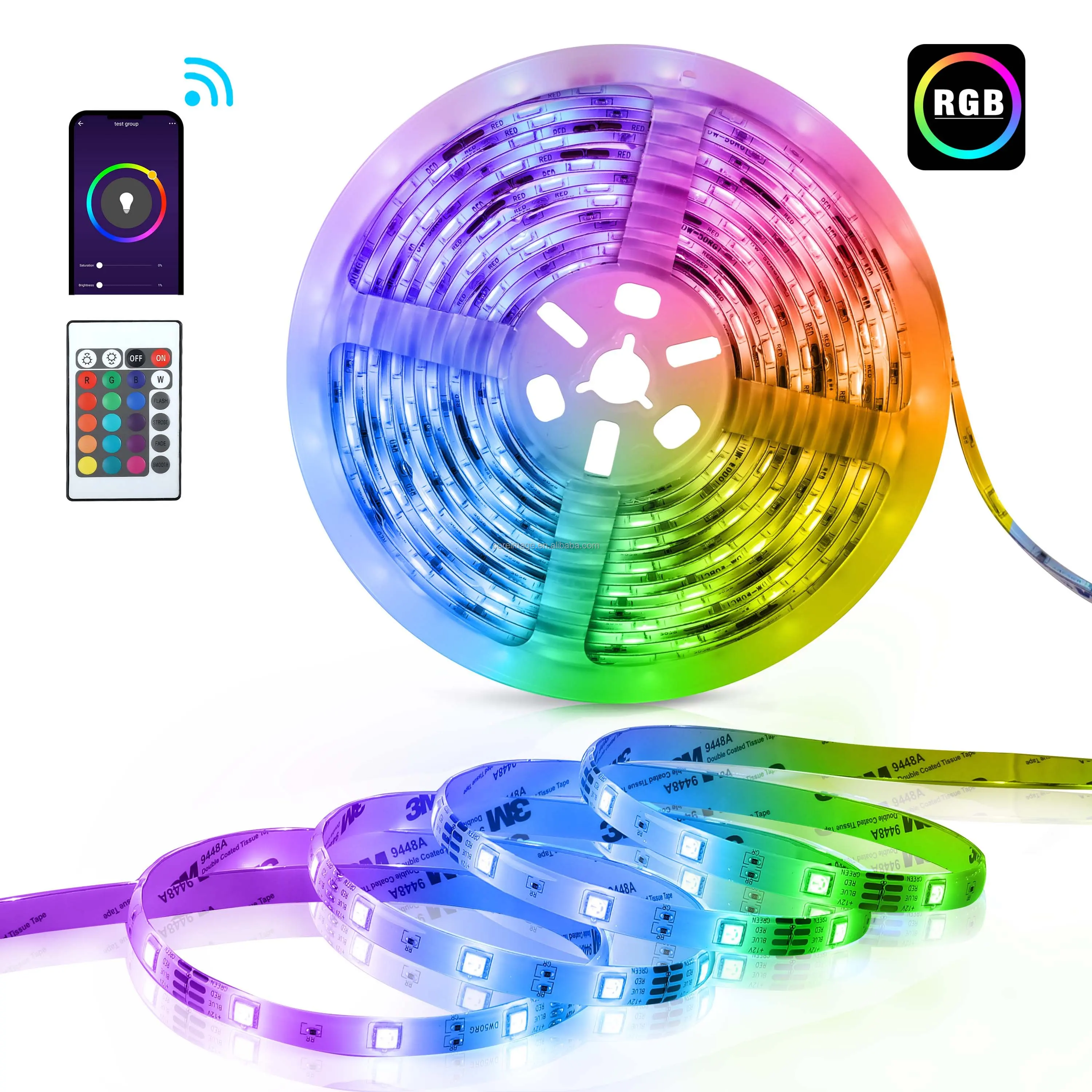 5M RGB Smart LED Kit Music Sync App Remote Control Wifi 5V Led Strip Lights for Bedroom TV PC Backlight Ambient