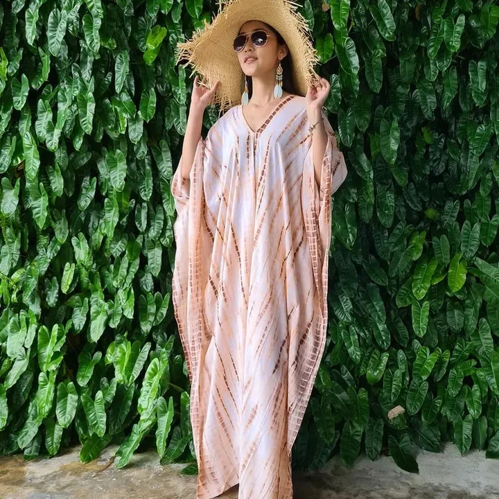 Women Beachwear Linen Kaftan Dress Multi Wear Beach Dress Casual Long Maxi Dress for Women