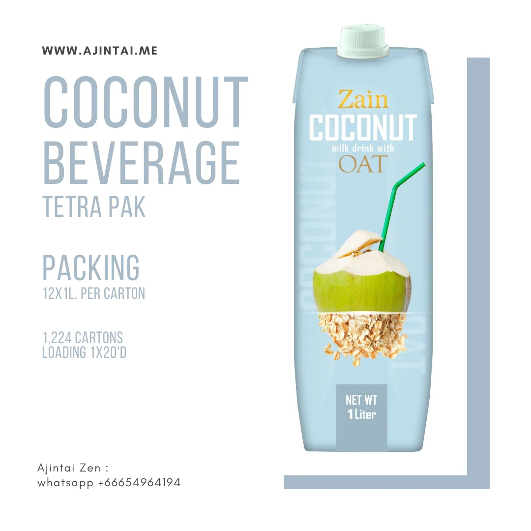Zain Coconut plant-Based Oat milk soft drink beverage sterilized Ready to ship of Ajintai Ajintaizen New arrival UHT te tra Pack