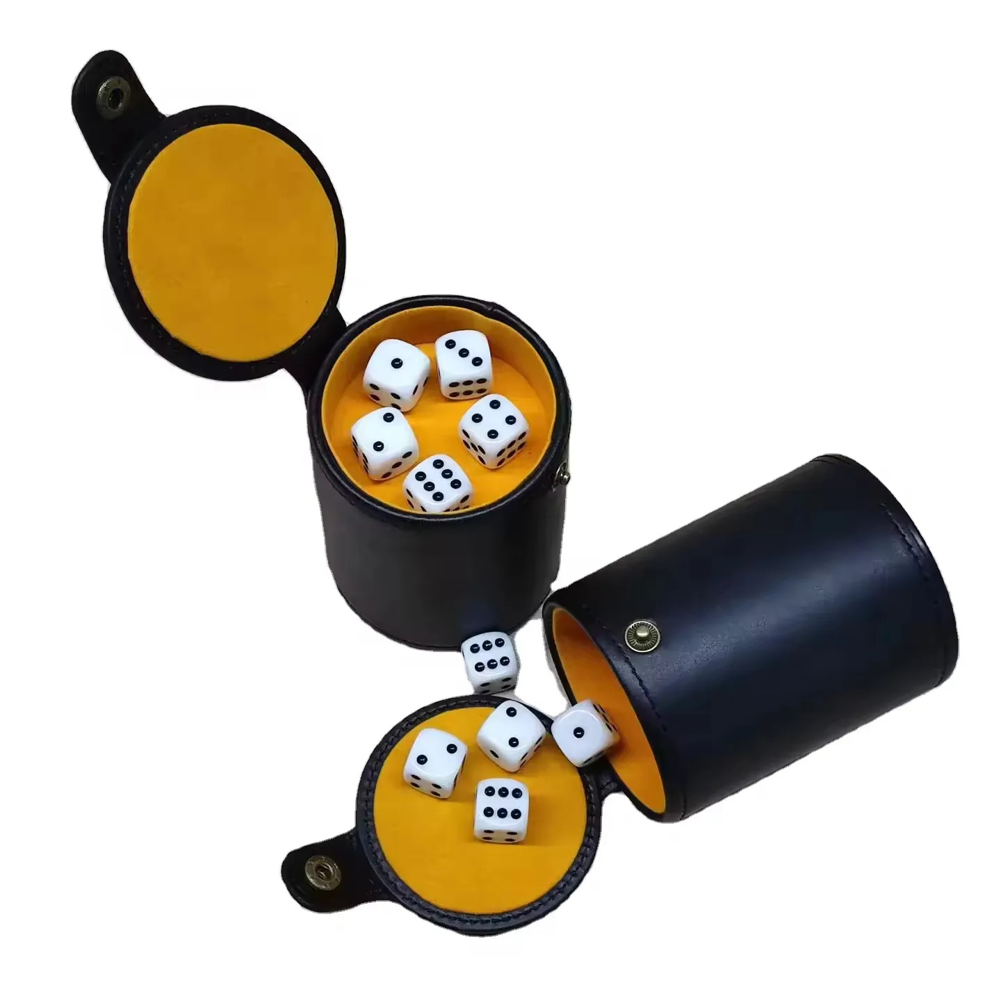 Factory Wholesale Dice Cup Customized Logo Leather Shaker Cup with Poker Dices Plastic Custom Leather Dice Cup Set