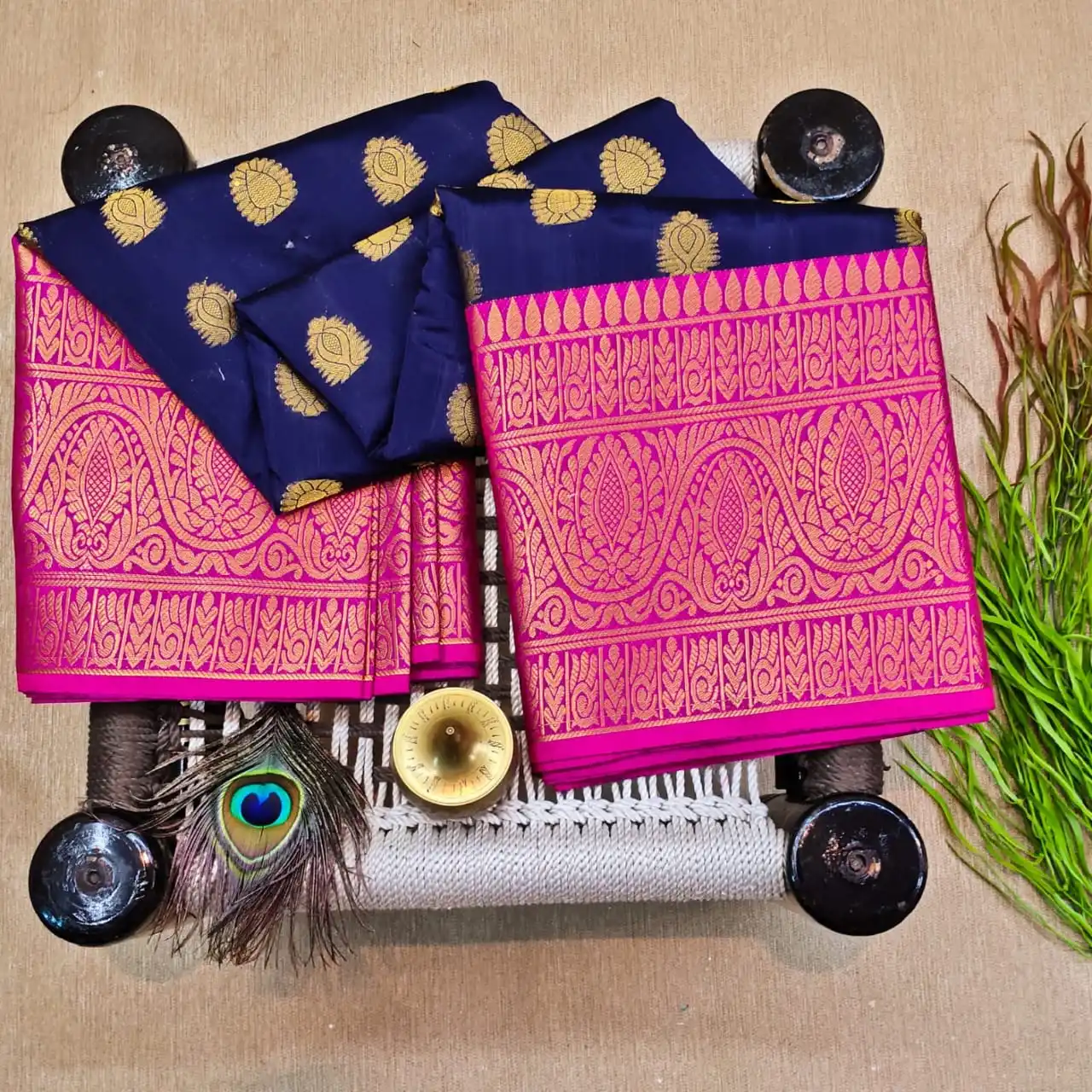 Blue Tussar Silk Casual Wear Saree / Saree Collections Online Shopping / Wholesale Saree Online