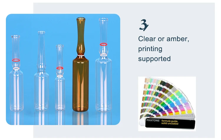 1ml 2ml 3ml 5mll empty Clear and Amber Glass Ampoule for medicine