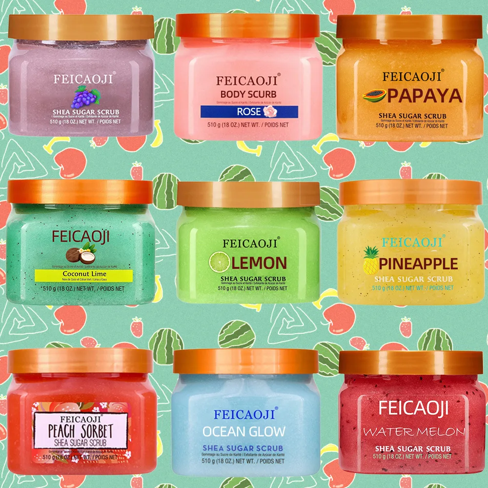 Customized Brand  Label Natural Exfoliating Moisturizing Organic Coconut Watermelon Pineapple Fruit Body Scrub