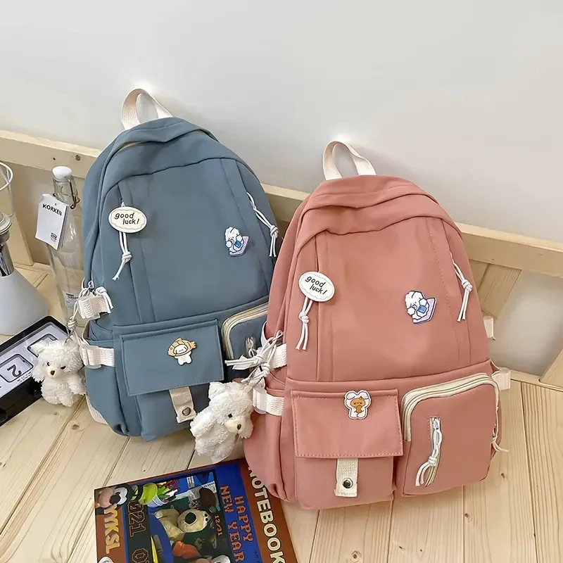 Large Capacity Candy Color Waterproof Cute Canvas Student Bags Kawaii School  Backpack