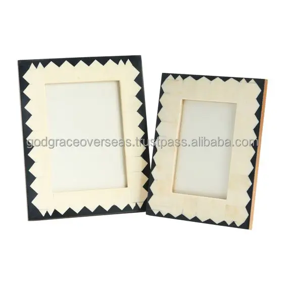 Customized Best quality handcrafted beautiful wooden bone and resin inlay picture photo frame for decoration Modern Photo Frame