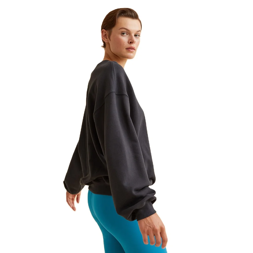 Wholesale Blank High Visibility Vintage Custom Print Design Heavy Crewneck Hoodies Korean Women Baggy Off Shoulder Sweatshirts