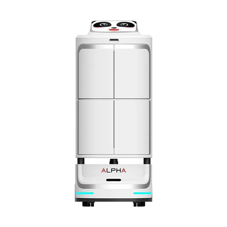 Smart hotel service robot with double doors and disinfection function