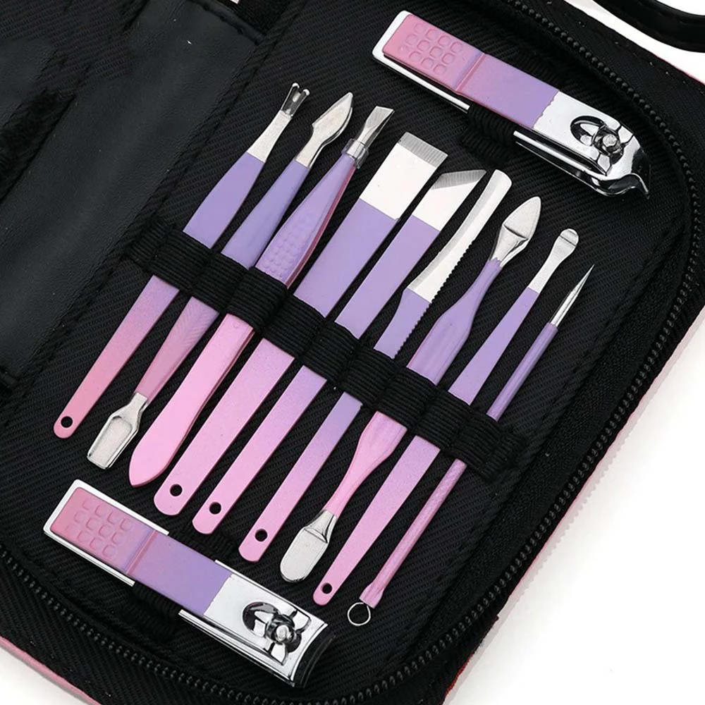 Manicure Set Pedicure Sets Nail Clipper Stainless Steel Professional Nail Cutter Tools with Travel Case Kit 16in1