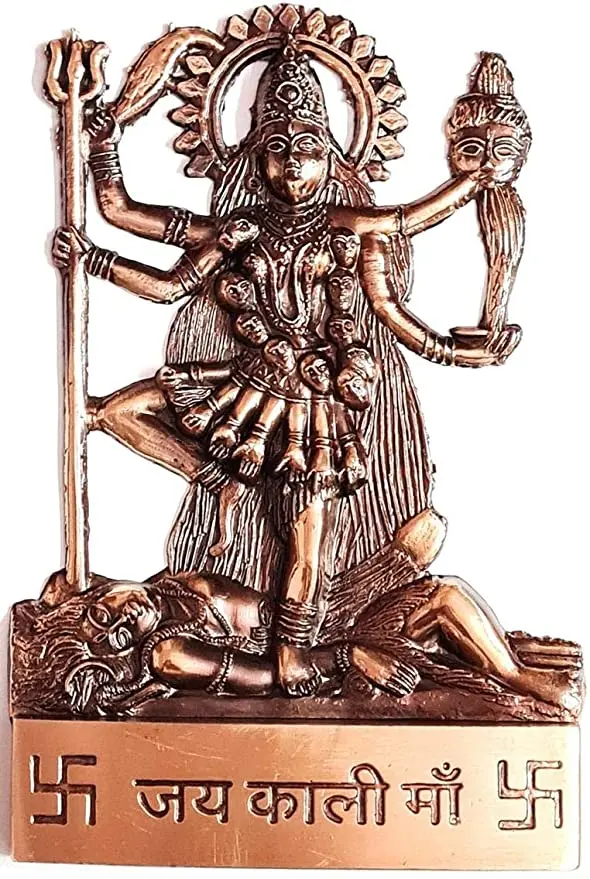 Kali Spiritual 4.3 Inches Handmade Goddess Mahakali Standing on Shiv, Mix Metal Statue Home Temple Mandir diwali decor puja