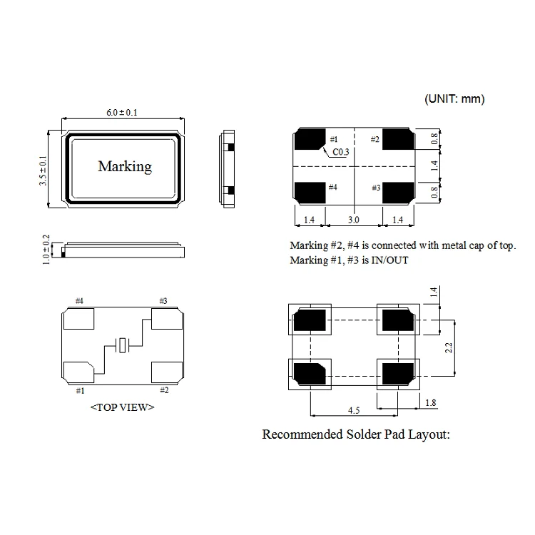 SMD 6035 6 x 3.5mm 8MHZ~80MHZ 12.5PF  SMD Quartz Crystal Resonator for consumer electronics Wall Clock