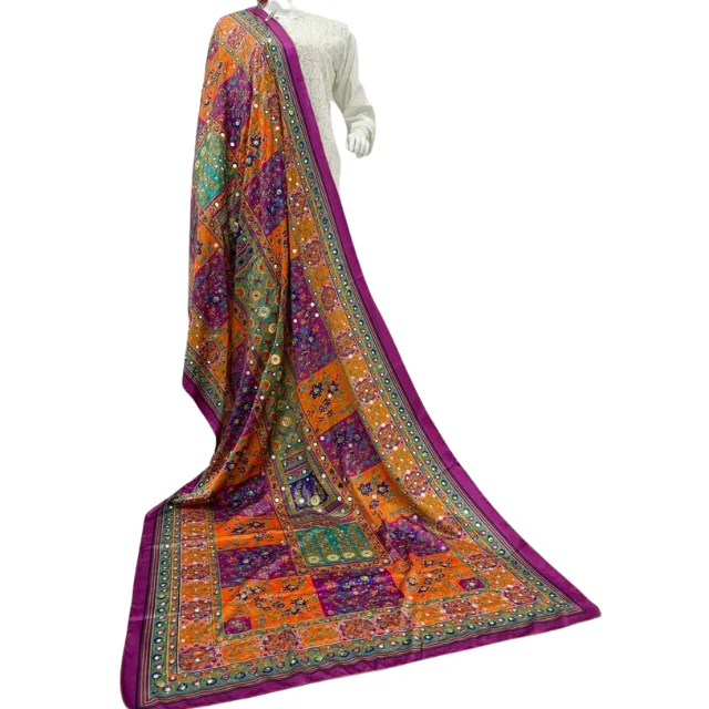 Beautiful Hand Embroidered Ethnic Clothing Indian Shawls Dupatta 2024 Multi Colored Fashion Wear Dupatta For Salwar Kameez Suit