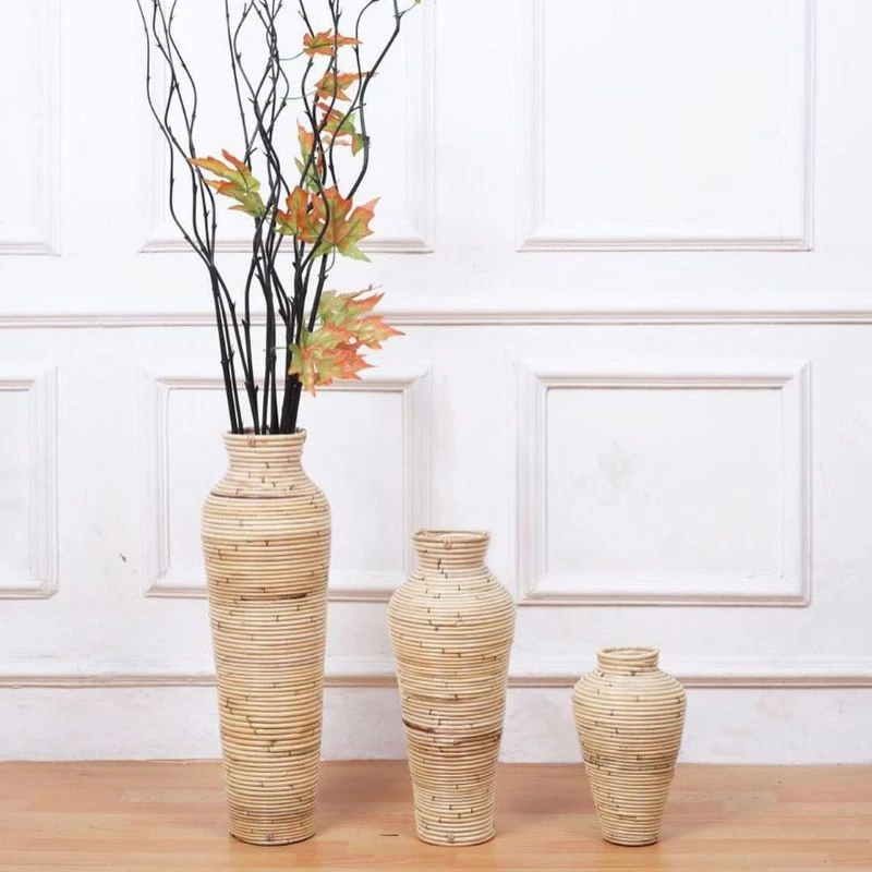 Special designs beautiful vases wicker rattan craft home furnishings for living room decoration