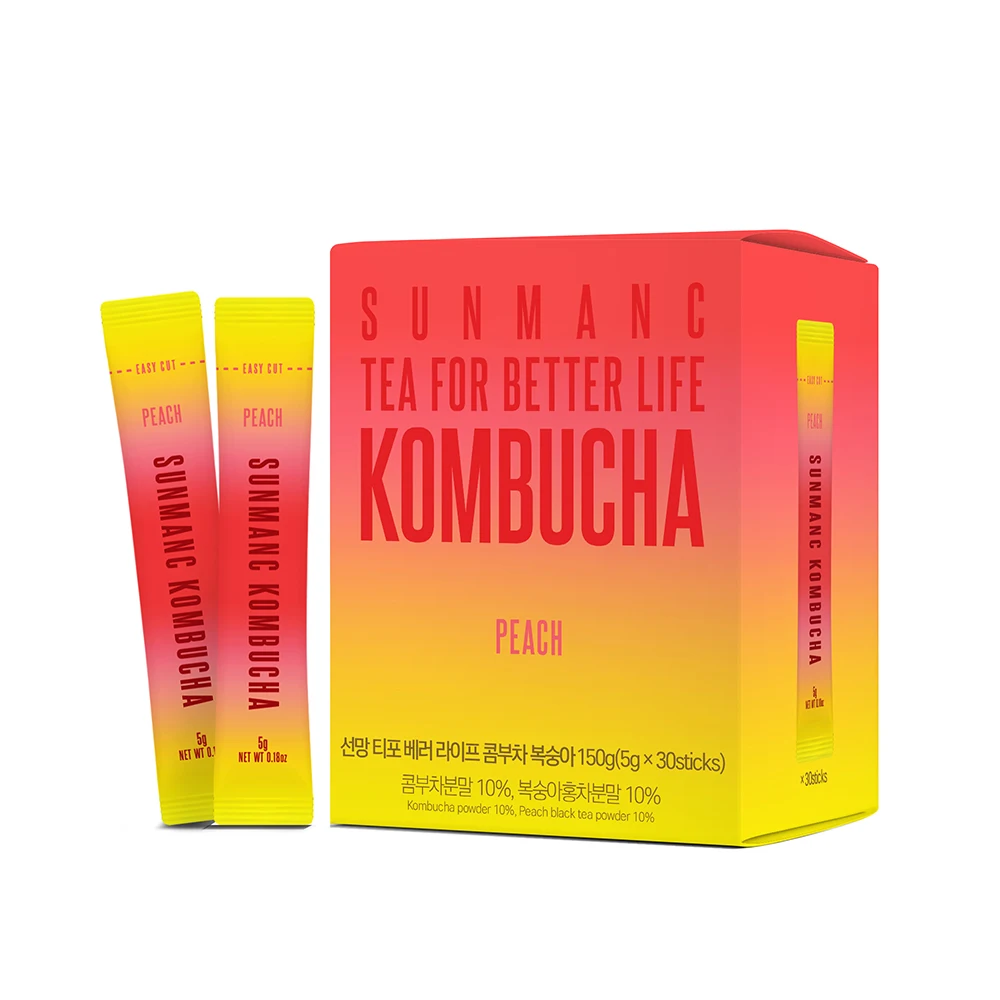 [PPYCBIO]SUNMANC Kombucha Powdered Drink Mix Peach good for diet and probiotic beverage vitamin K food tea