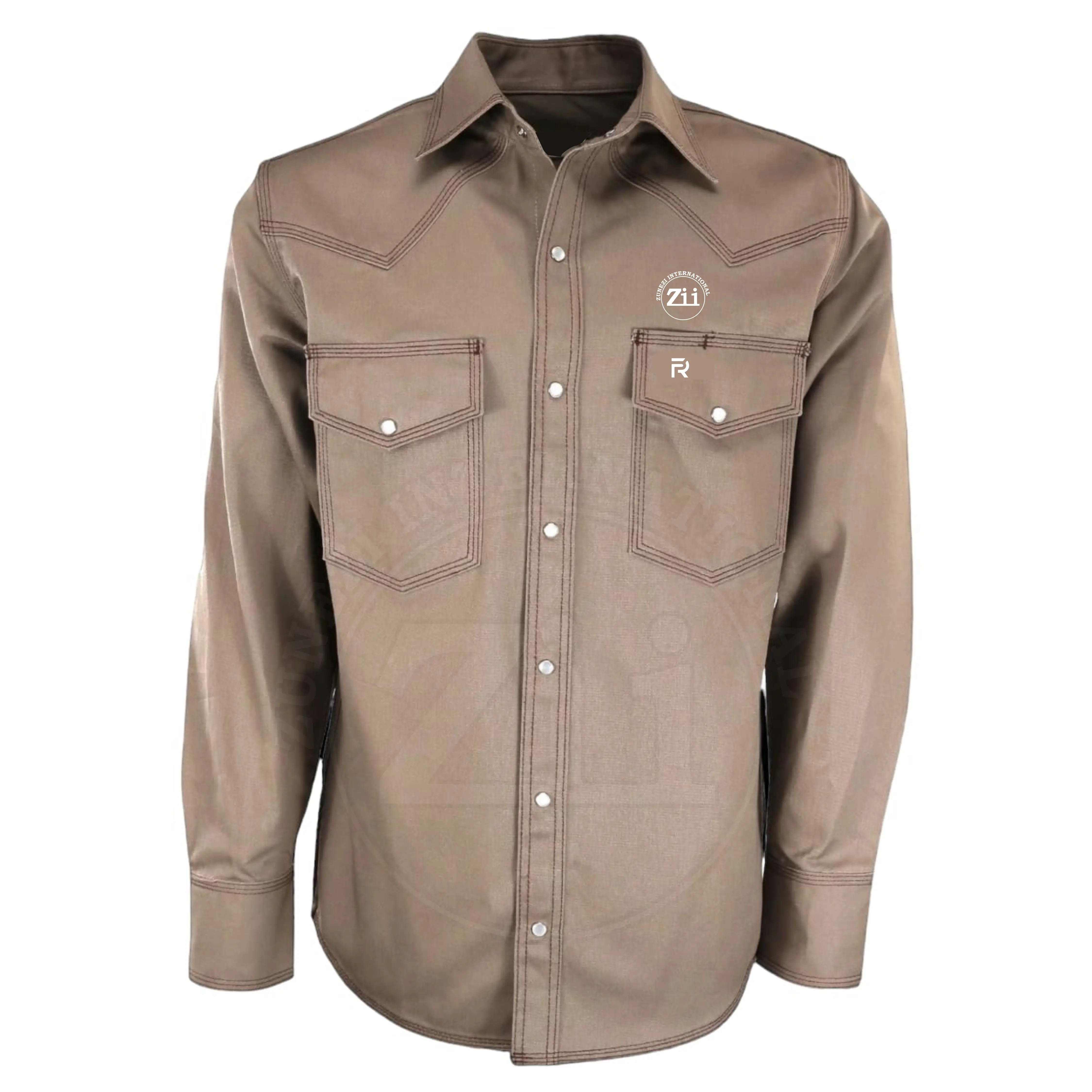 High Quality Custom Made FR Clothing Shirts Fire Resistant FR Cotton NFPA 2112 FR Shirt Blue Cotton Work Shirt Heavy Cotton