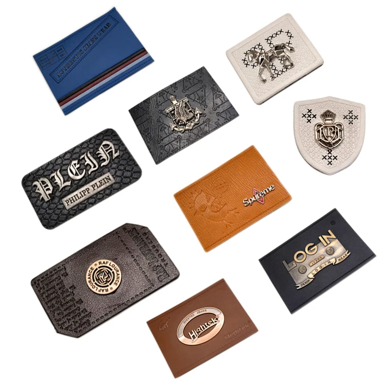 2022 New fashion OEM Logo Leather Hat Patch Custom embossed metal pu Leather Label for Jeans Clothes Bags