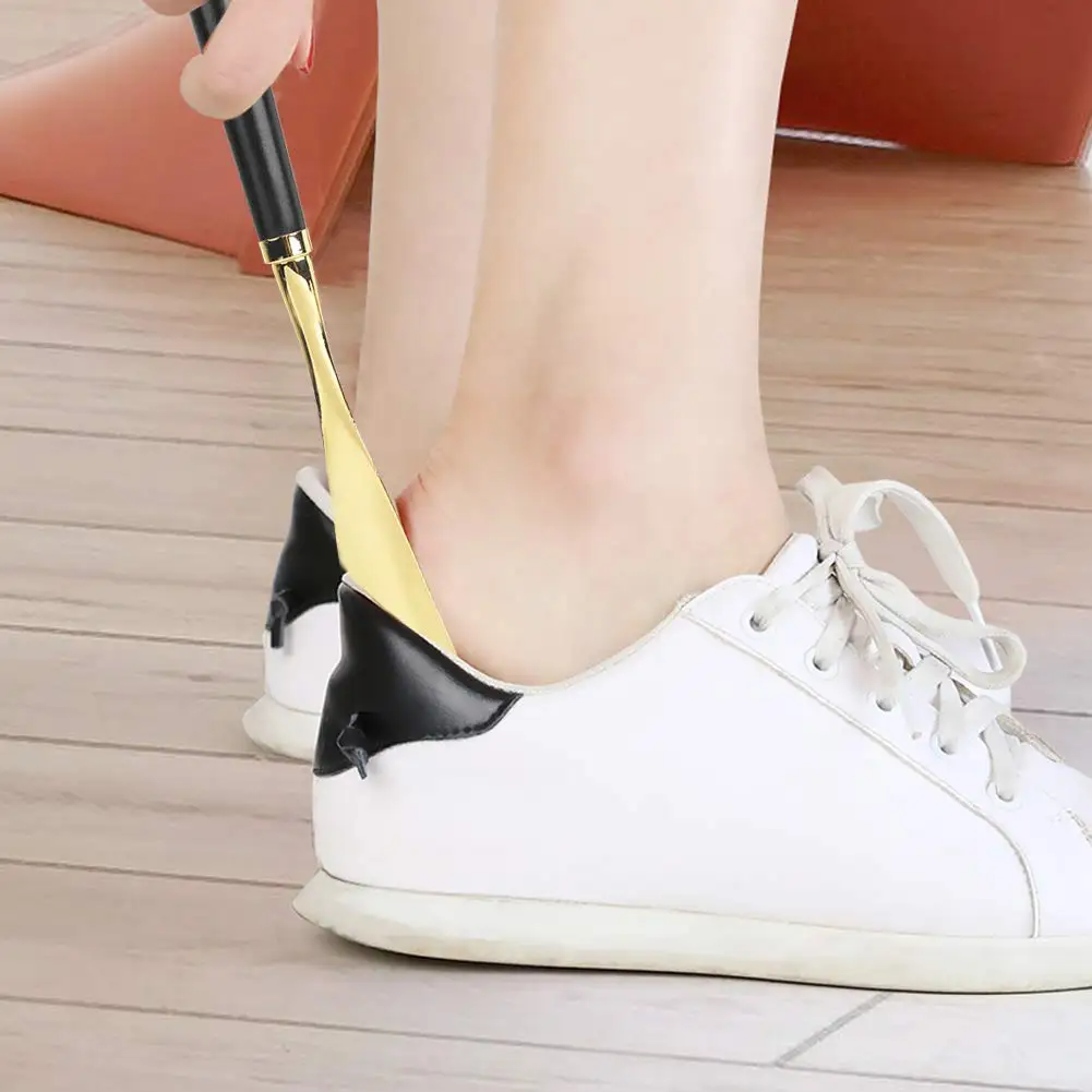 Wooden Metal  Metal Exquisite Horse Head Shoes Horn Wooden Universal Long Beech Handle Shoe Lifter Shoe Spoon Tool